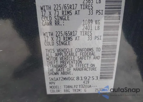 2016 Nissan Rogue S/Sl/Sv from USA, damaged, VIN 5N1AT2MV0GC819253